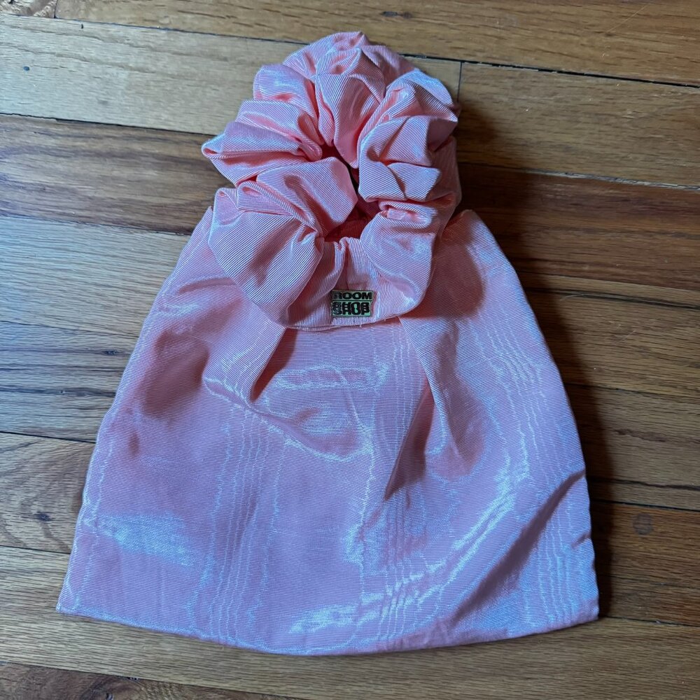 Room Shop peach satin moire scrunchie Chouchou bag UNWORN
